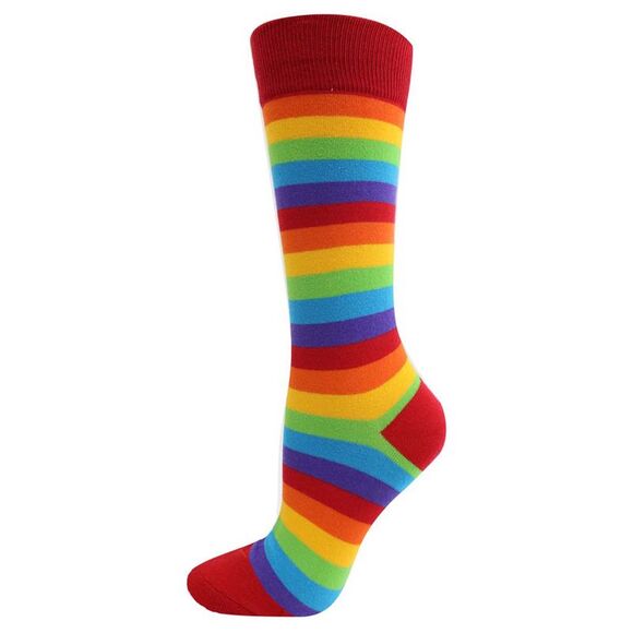 Mens Multicolor Rainbow Stripe Crew Socks - Picture 2 of 9